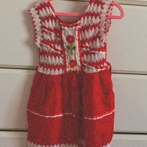 Red hand made dress from Mexico